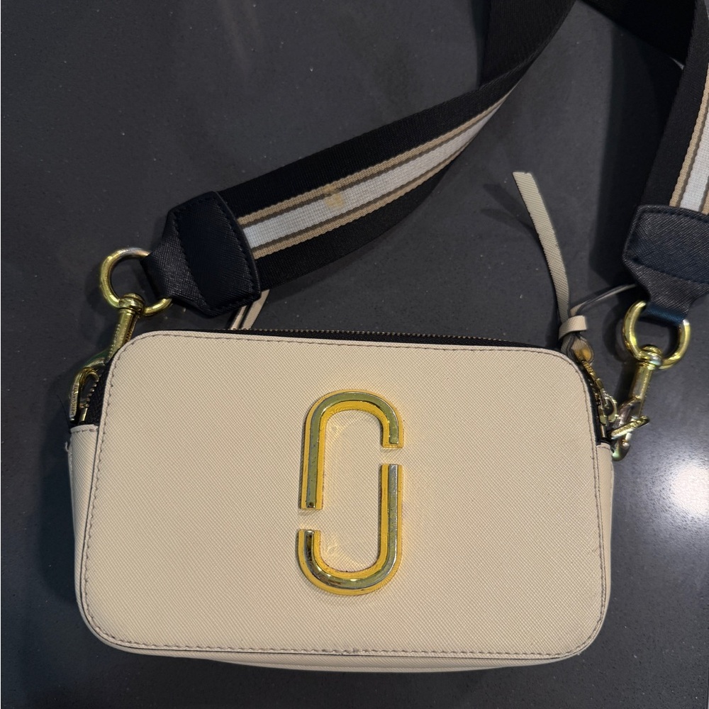 Marc Jacobs Cream Crossbody Bag with Gold Accents